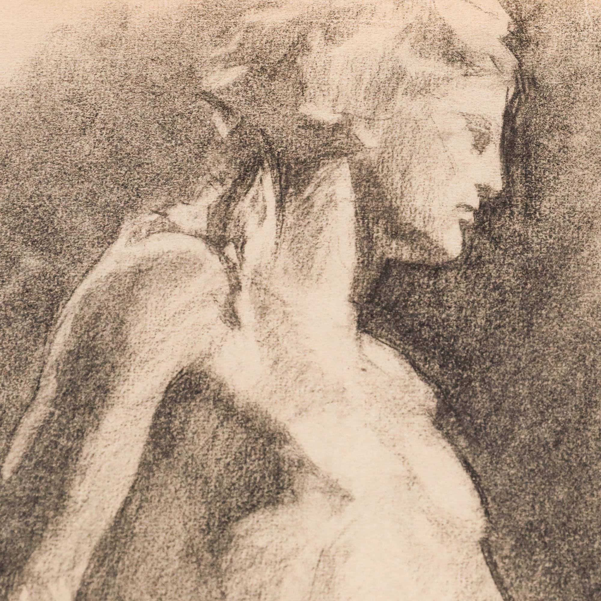 Pierre Neveu (b.1929) - Mid 20th Century Charcoal Drawing, Academic Study I For Sale 3