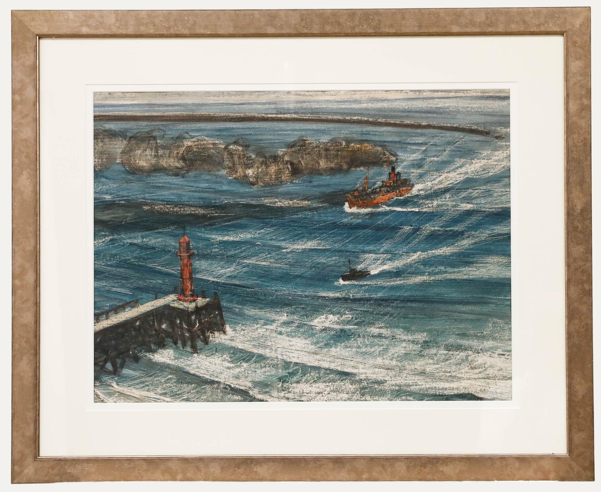 Landscape Art Unknown - Thomas William Ward (1918-2000) - Aquarelle du XXe siècle, Le dernier bateau à vapeur