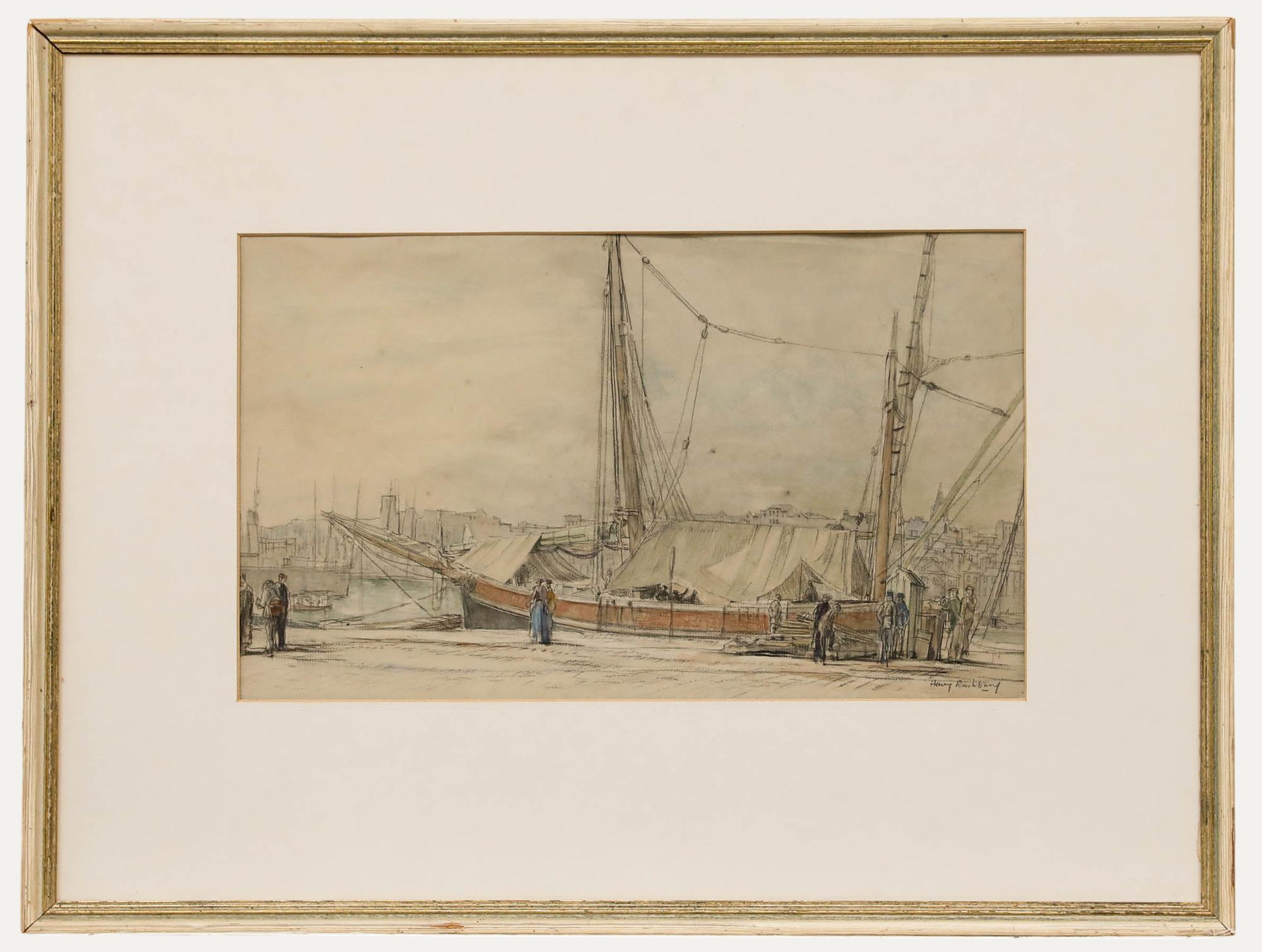 Sir Henry George Rushbury RA (1889-1968) - Acuarela, Barcaza a vela