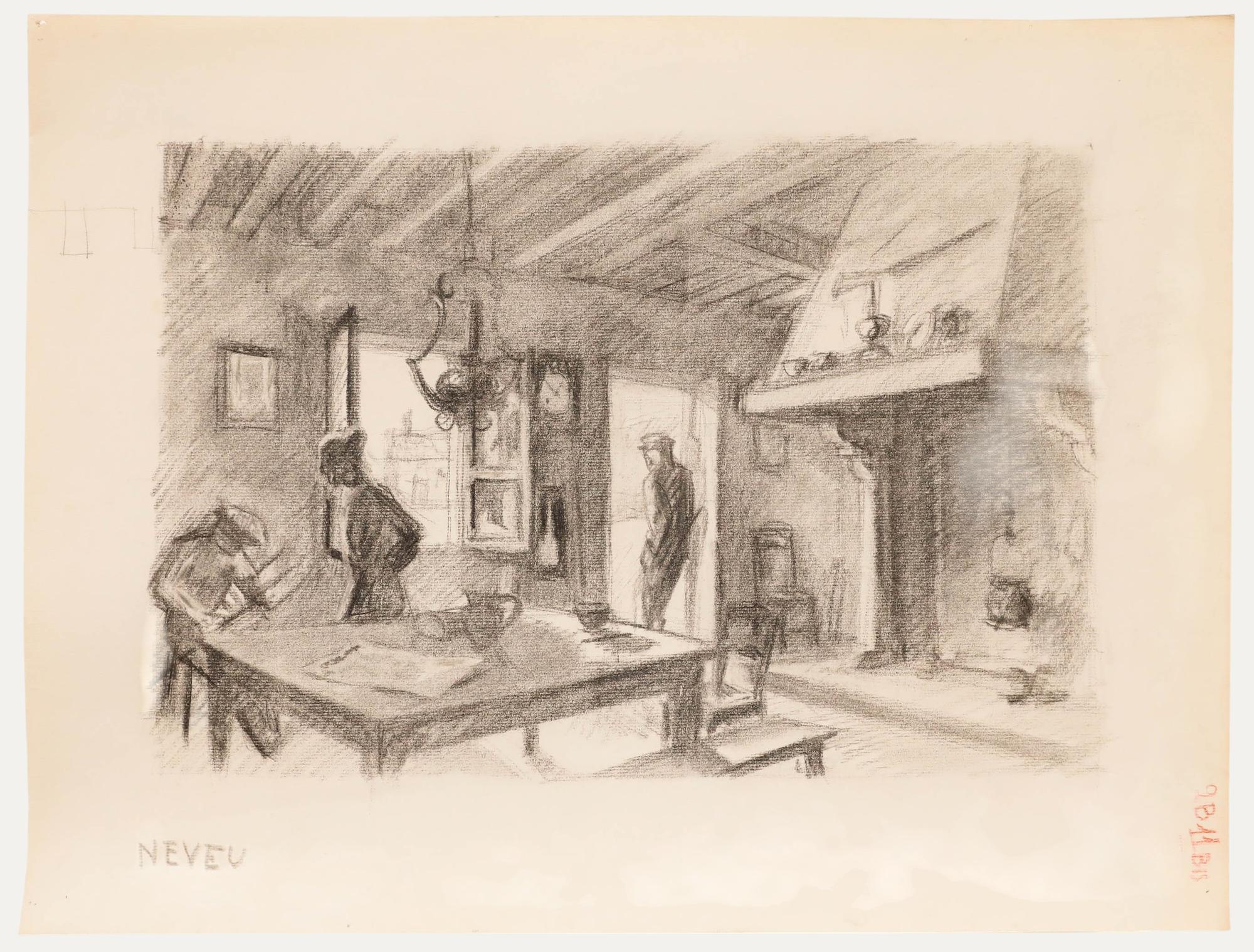 Uno studio espressivo dell'artista Pierre Neveu (nato nel 1929). Firmato in basso a sinistra. Sui posati.