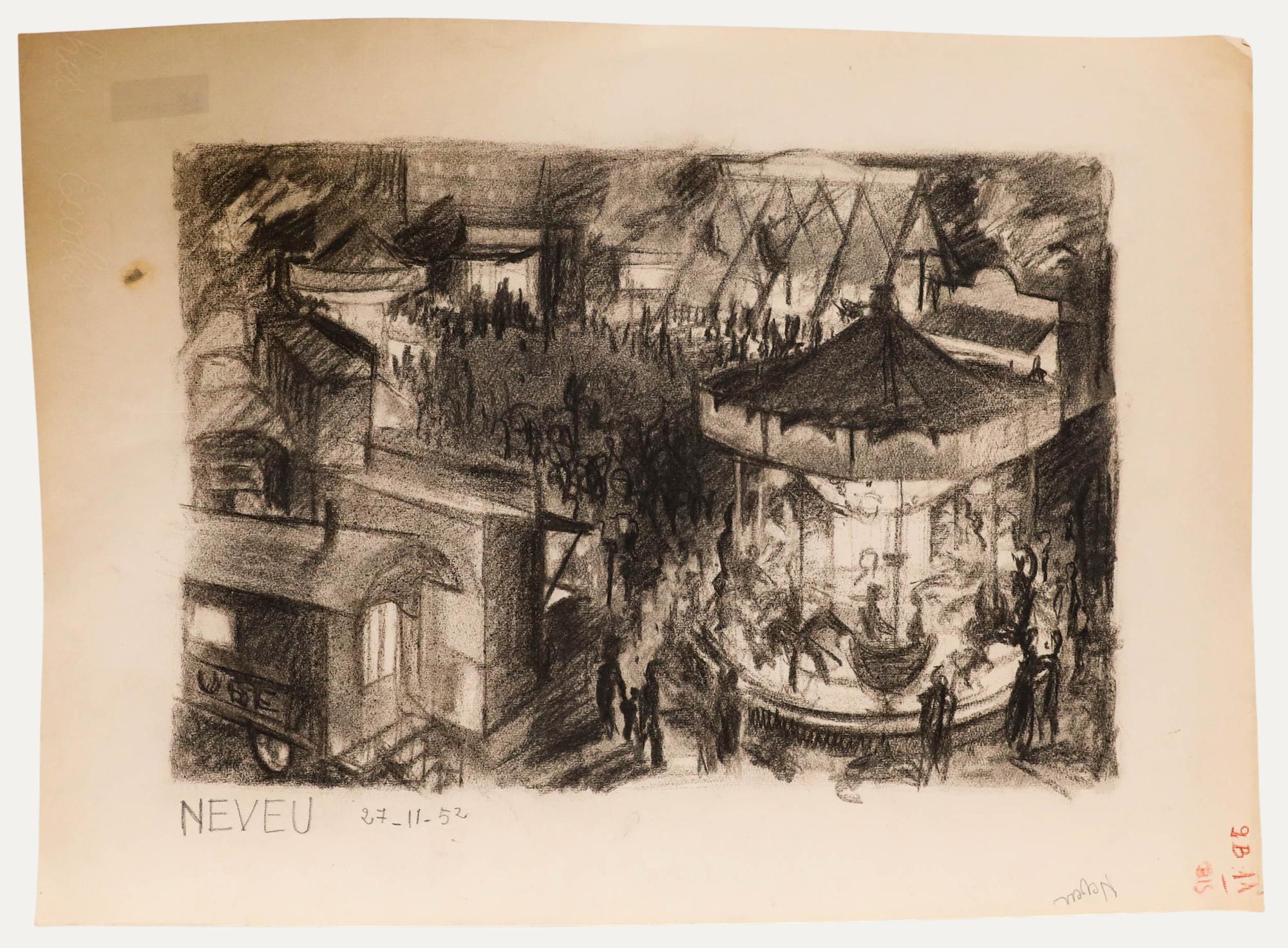 An expressive study by the artist Pierre Neveu (b.1929). Signed and dated. On laid.