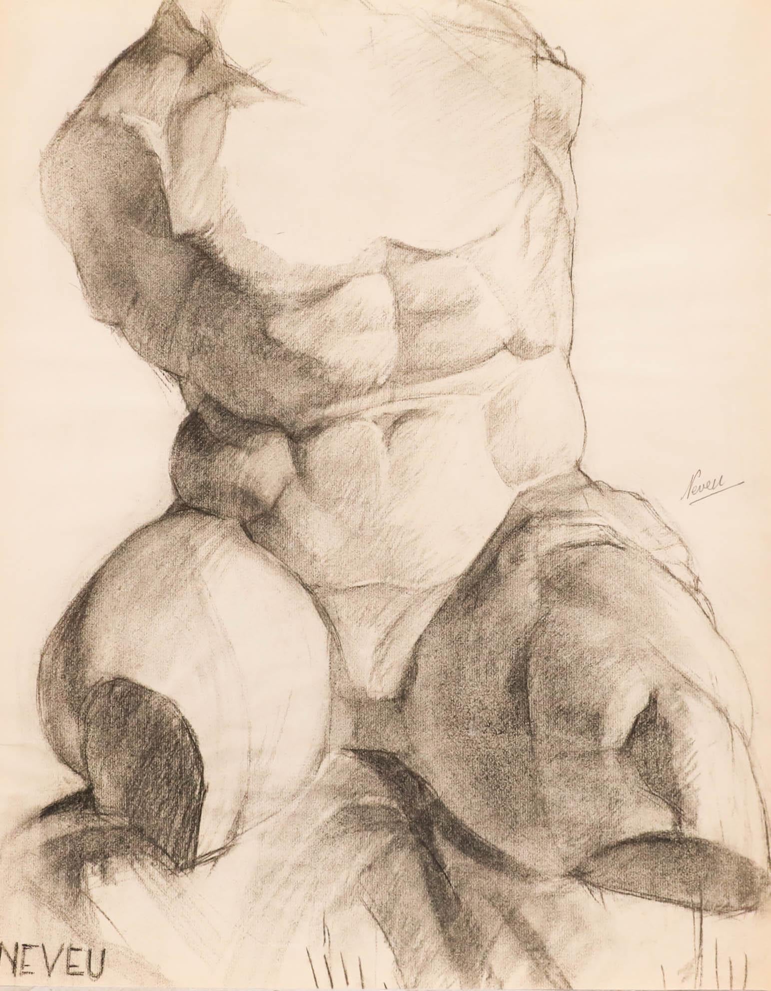 Pierre Neveu (nato nel 1929) - Disegno a grafite della metà del 20° secolo, Studio accademico III. in vendita 1