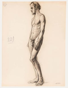 Pierre Neveu (nato nel 1929) - Disegno a grafite della metà del XX secolo, Studio di vita maschile