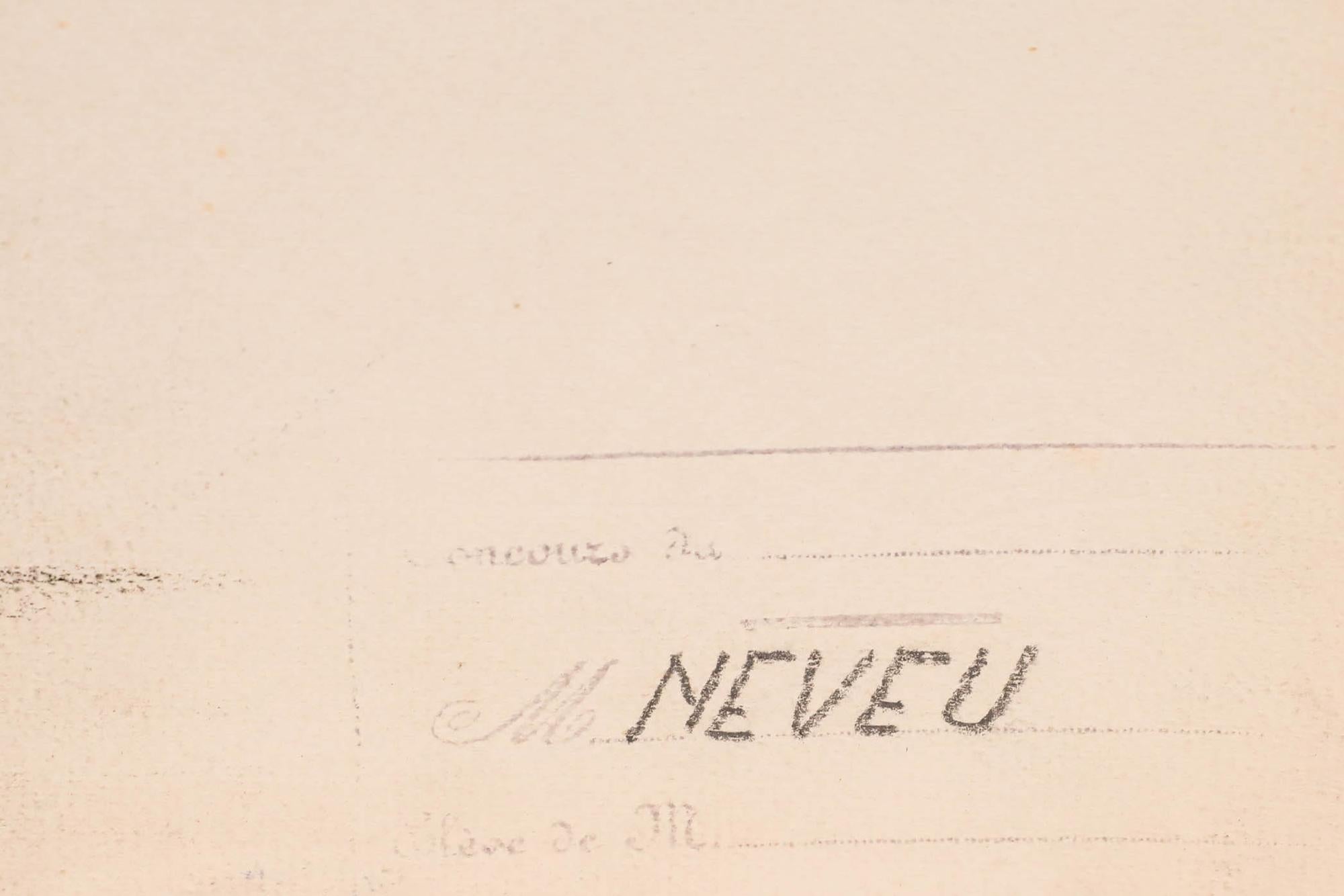 Pierre Neveu (nato nel 1929) - Disegno a grafite della metà del XX secolo, Studio di vita maschile in vendita 4