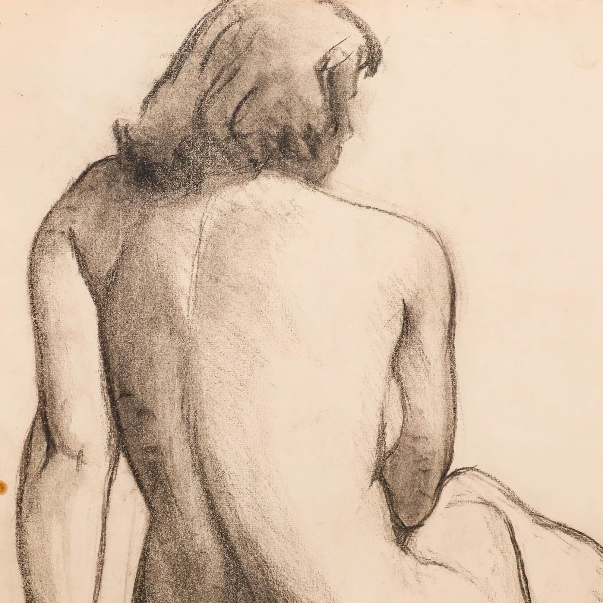 Pierre Neveu (né en 1929) - 1949 Dessin au fusain, étude d'une dame en vente 3