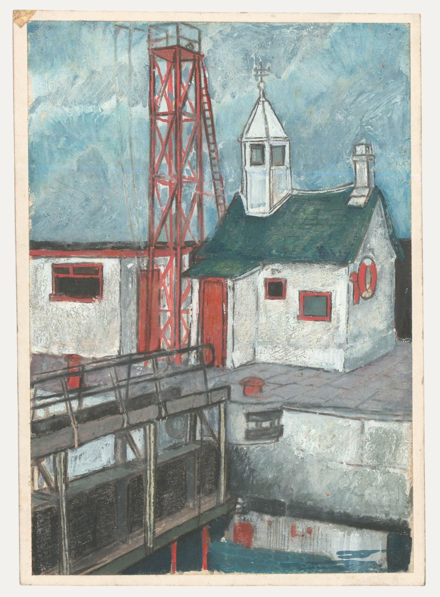 Dion Page (1936-2021) - Pastello del XX secolo, Cottage sul canale