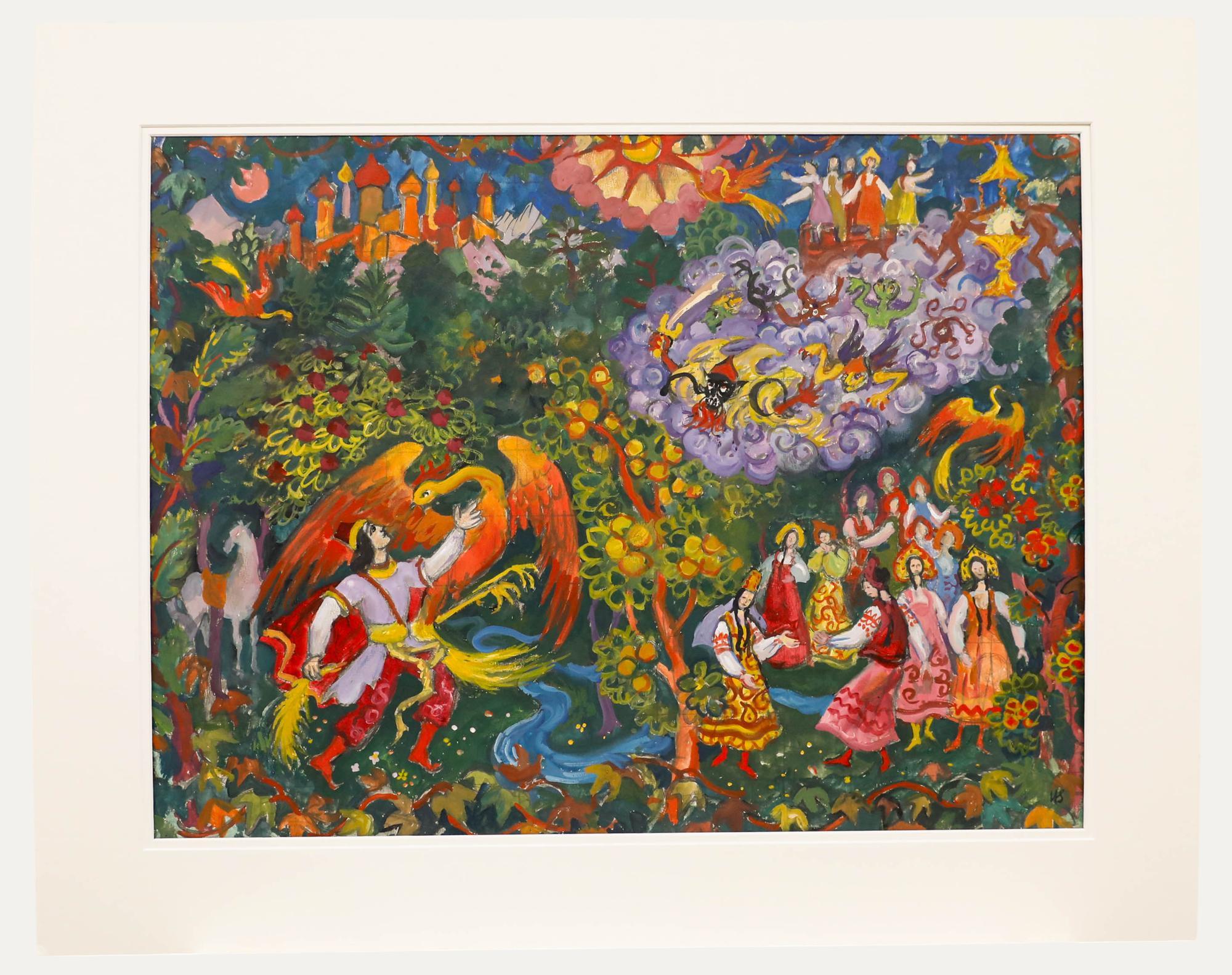 Unknown Figurative Art – Helen Steinthal (1911-1991) - Gouache des 20. Jahrhunderts, Kampf mit dem Phönix