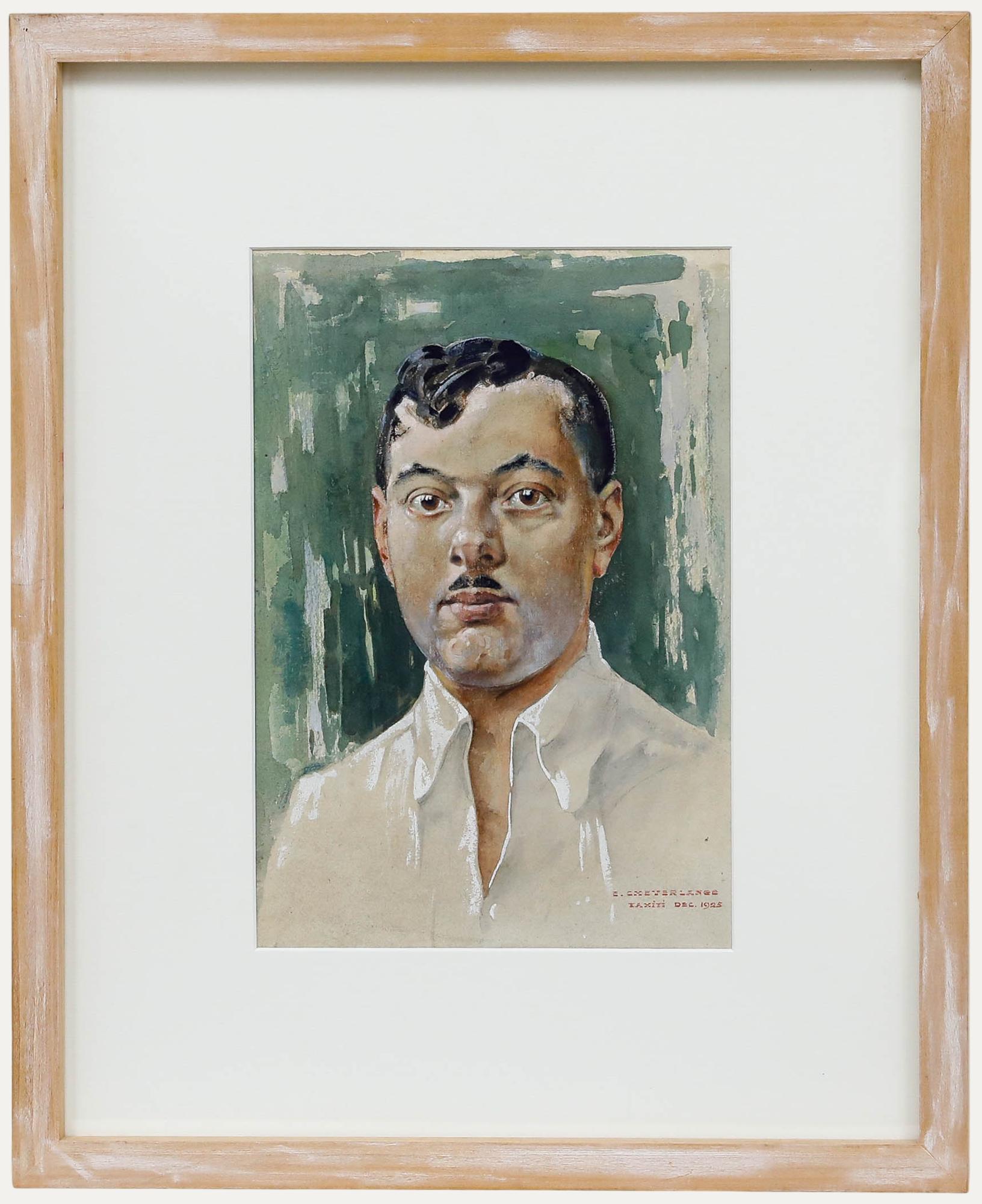 Elie Cheverlange - 1925 Watercolour, Portrait of a Tahitian Gentleman - Art by Unknown