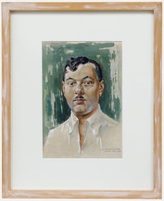 Elie Cheverlange - 1925 Acuarela, Retrato de un caballero tahitiano
