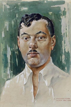 Elie Cheverlange - 1925 Watercolour, Portrait of a Tahitian Gentleman