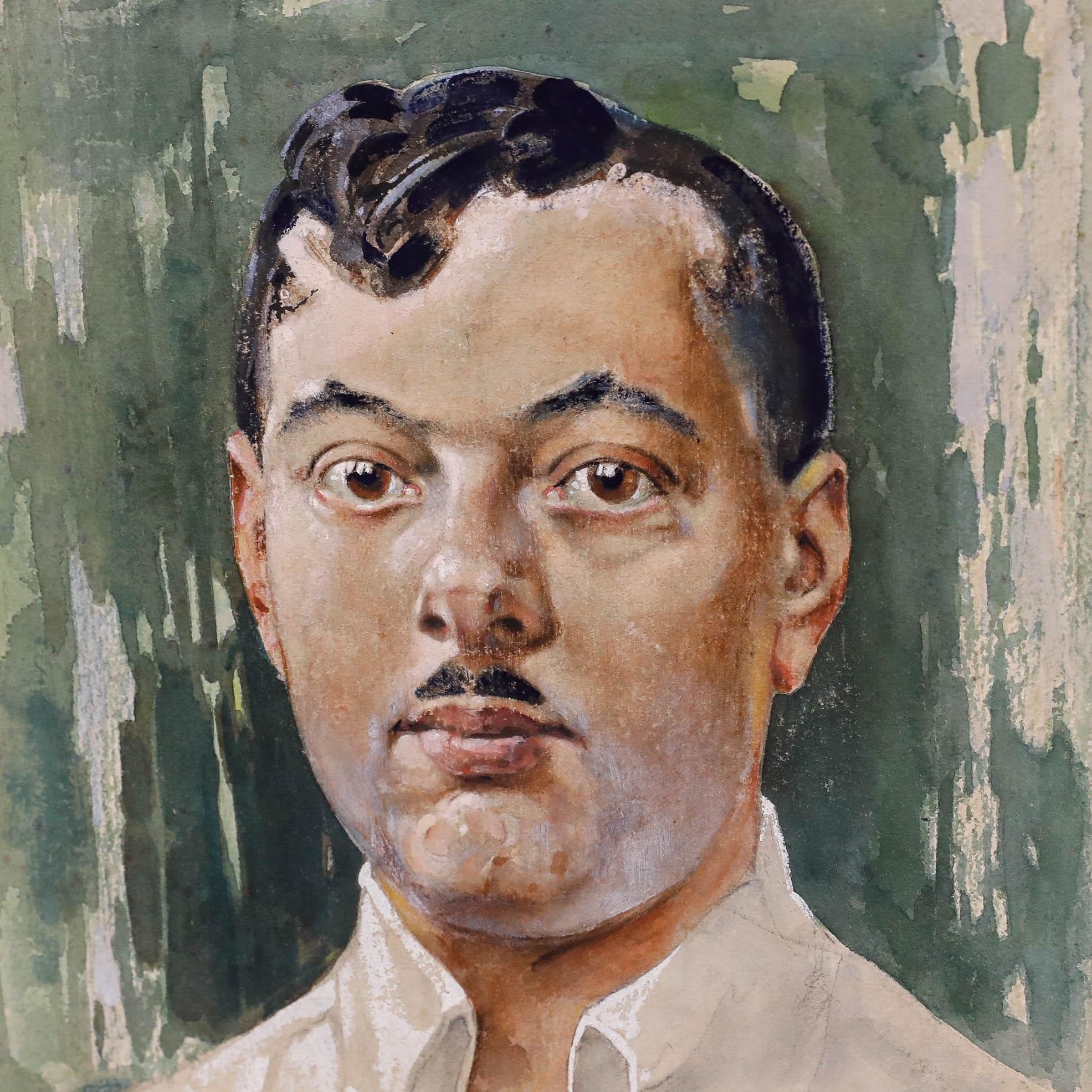 Elie Cheverlange - 1925 Watercolour, Portrait of a Tahitian Gentleman For Sale 2