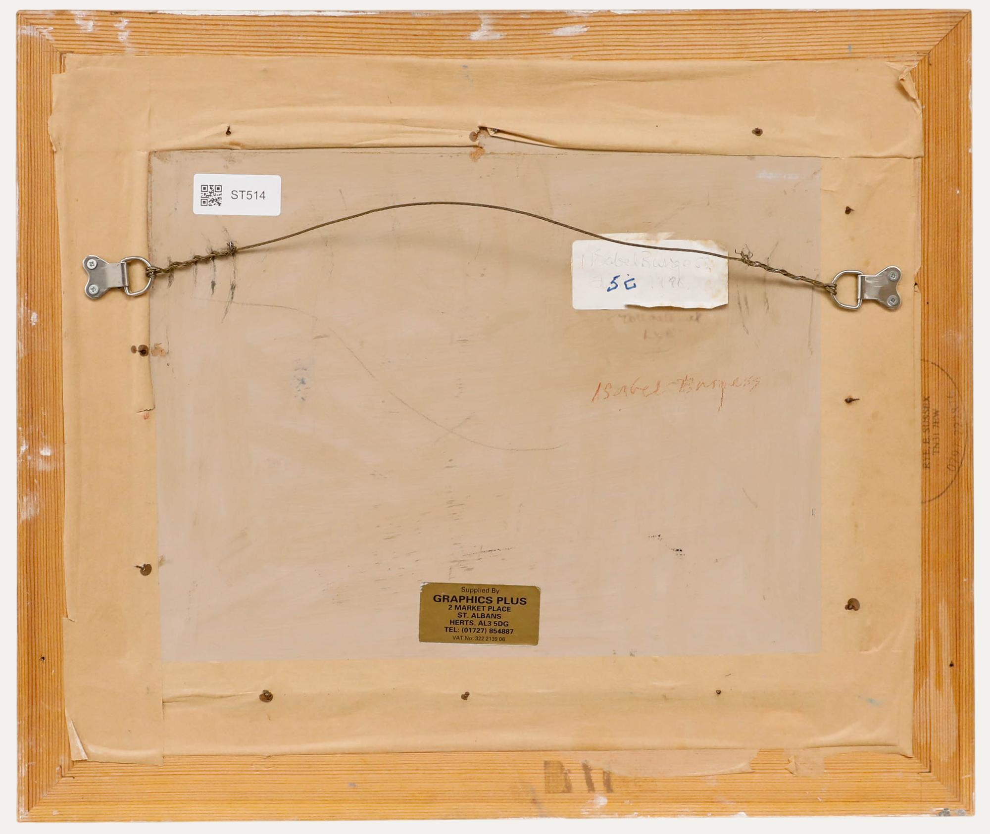 Isobel Burgess - Acuarela contemporánea enmarcada, Violetas africanas - Still-Life Beige de Unknown