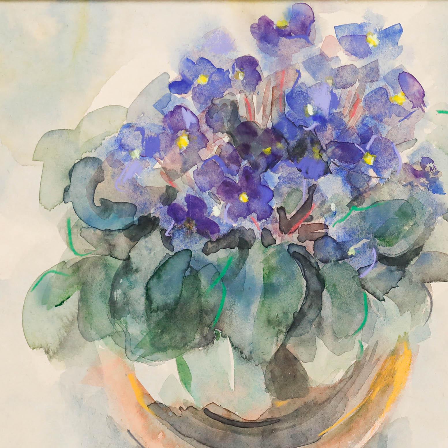 Isobel Burgess, Contemporánea, acuarela sobre papel. Bien presentada en un marco lavado a la cal. Etiqueta del artista e inscripciones en el reverso.