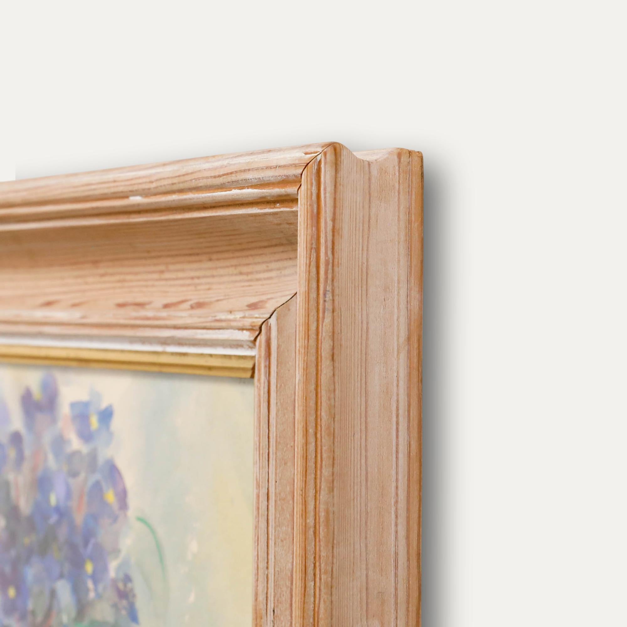 Isobel Burgess - Acuarela contemporánea enmarcada, Violetas africanas en venta 1