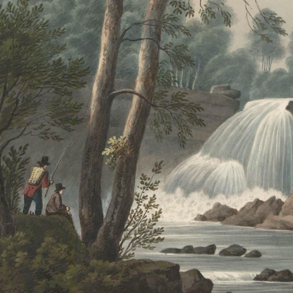 Thomas Remnant Charleton (1756-1849) - Acuarela, Cataratas de Rhaladyr Du - Landscape Art Gris de Unknown