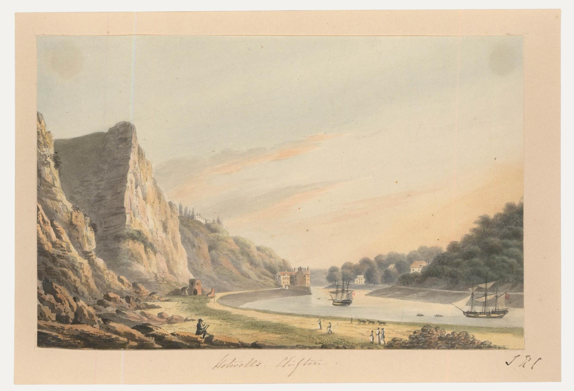 Landscape Art di Unknown - Thomas Remnant Charleton (1756-1849) - Acquerello, Hotwells, Clifton