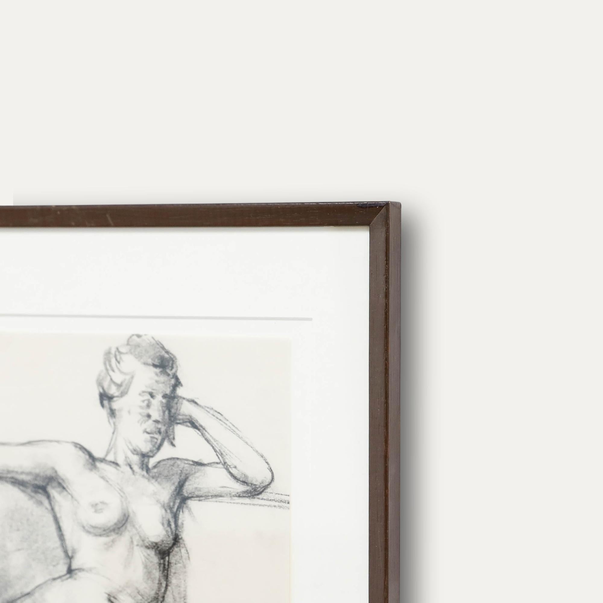 Peter Collins ARCA - Disegno a carboncino del XX secolo, Nudo su divano in vendita 4