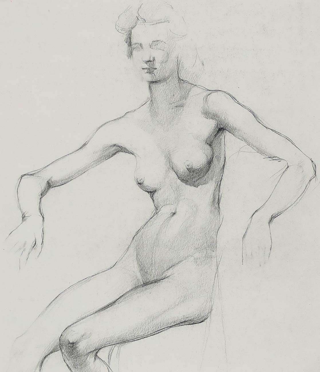 Peter Collins ARCA - Disegno in grafite del XX secolo, Studio di nudo in vendita 1