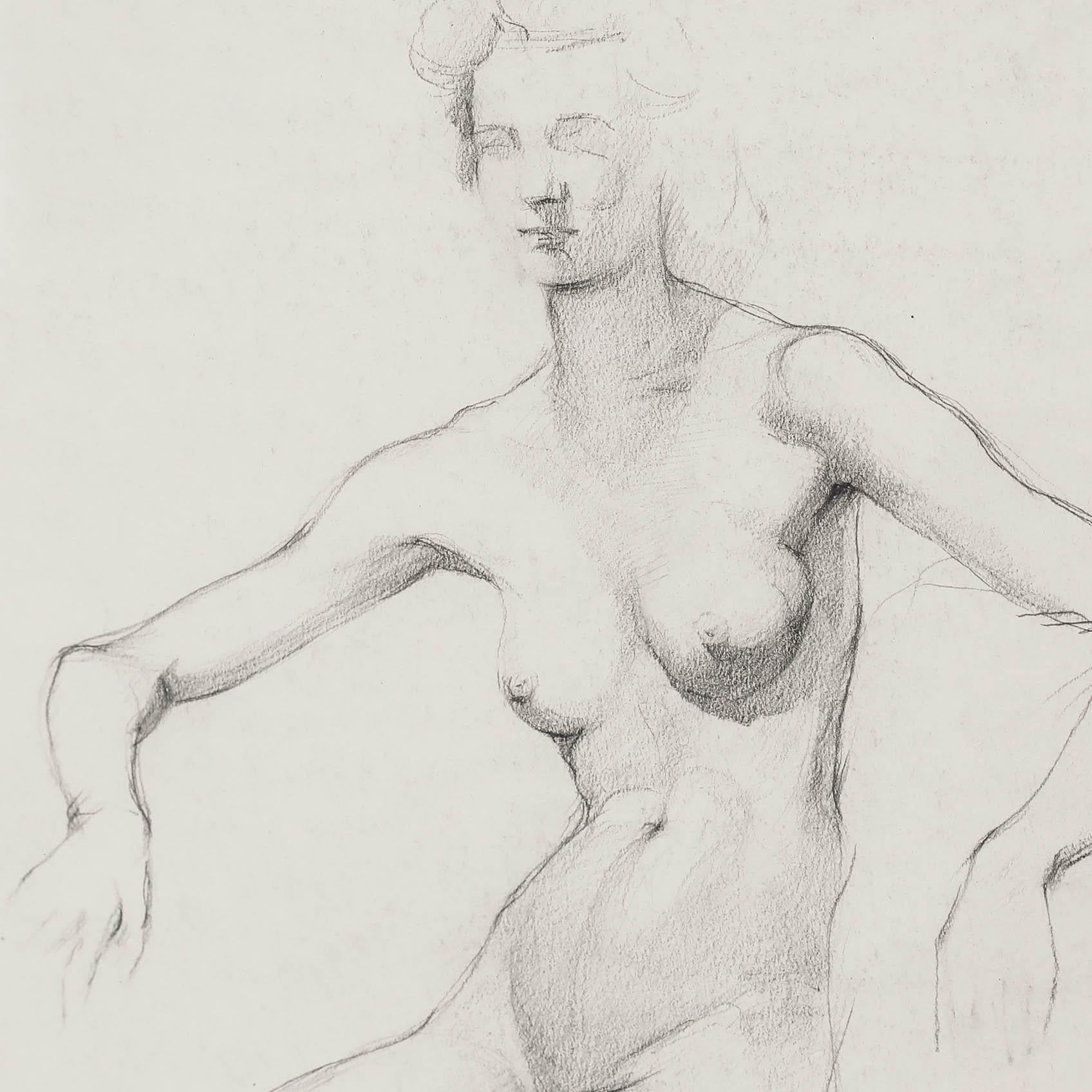Peter Collins ARCA - Disegno in grafite del XX secolo, Studio di nudo in vendita 3