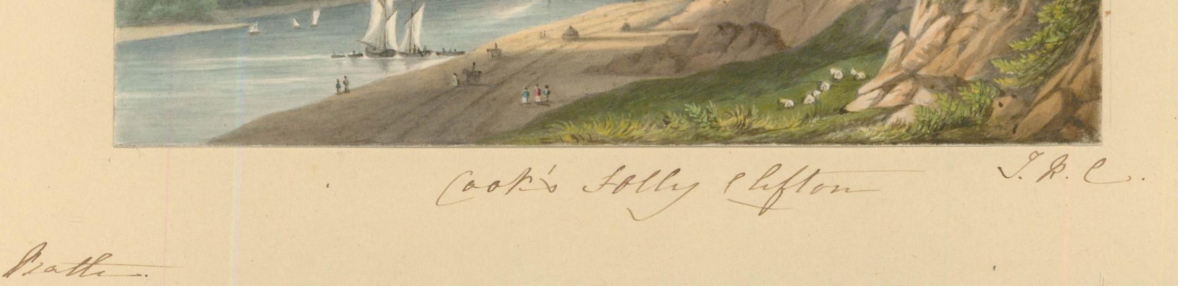 Questo acquerello di squisita fattura raffigura un panorama sereno nei pressi di Cook's Folly a Clifton. Charleton cattura magistralmente l'idilliaca ambientazione fluviale con imbarcazioni che scivolano lungo il fiume Avon e figure sulle rive