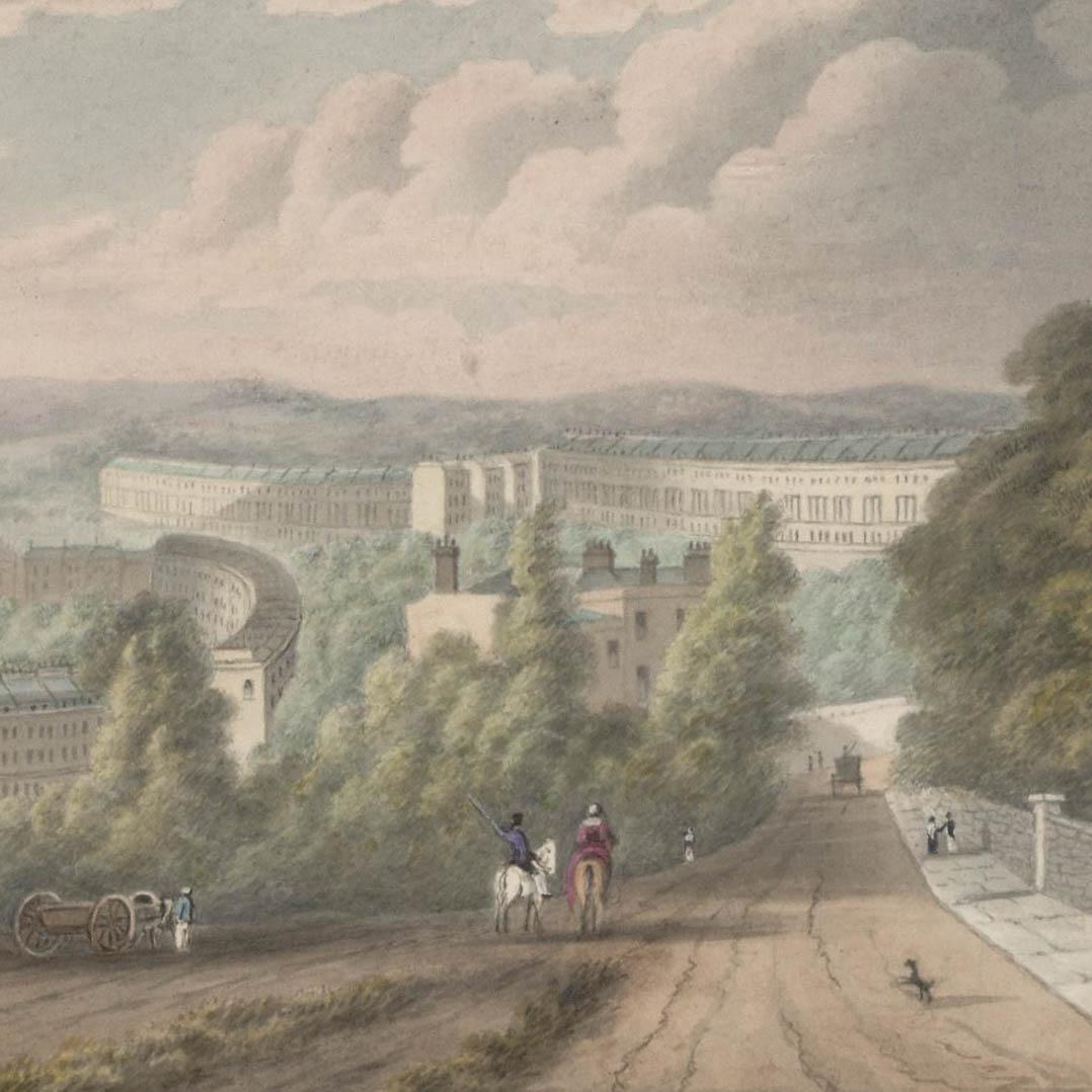 Thomas Remnant Charleton (1756-1849) - Acuarela, Clifton desde la iglesia - Landscape Art Beige de Unknown