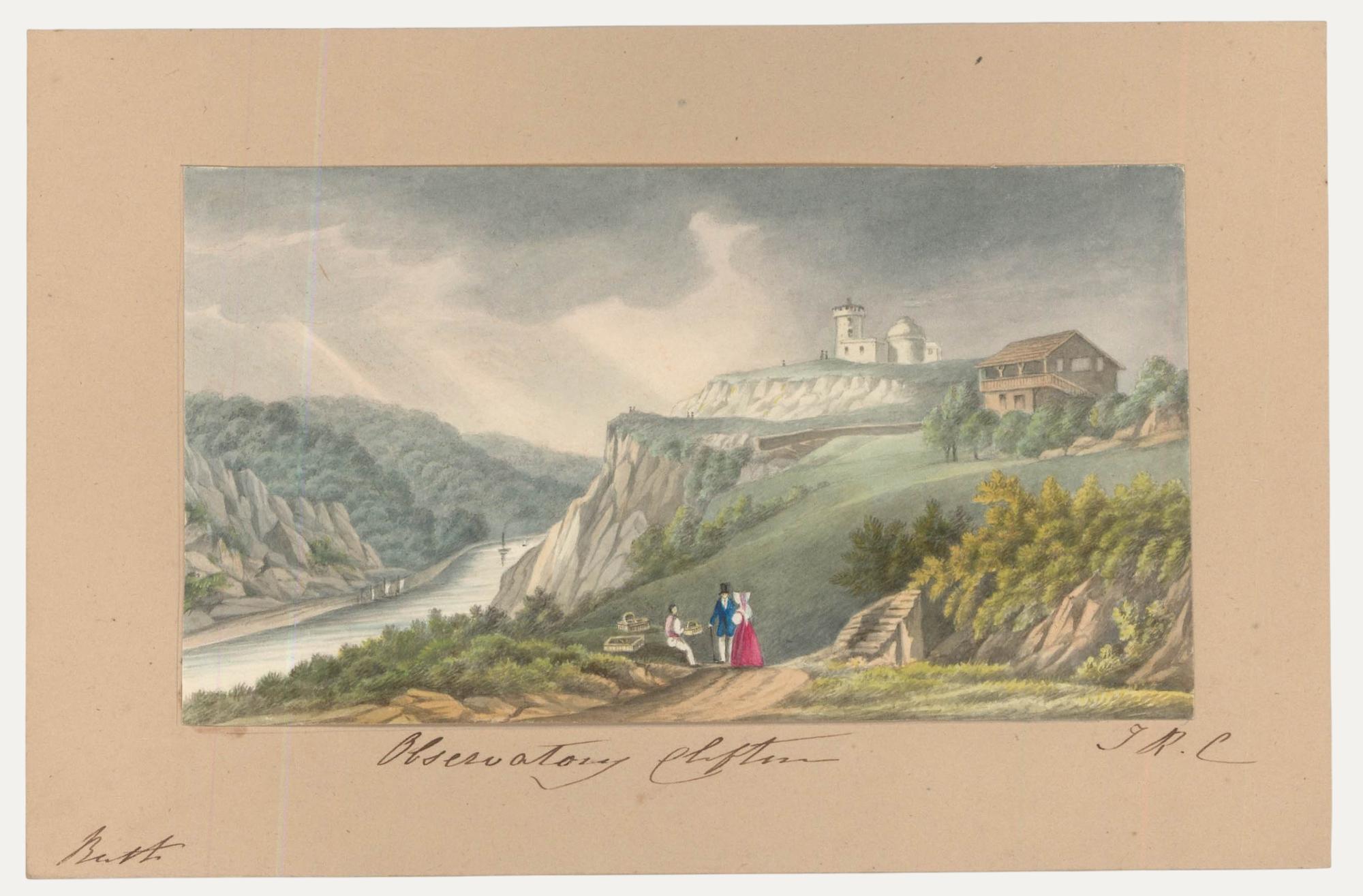 Landscape Art di Unknown - Thomas Remnant Charleton (1756-1849) - Acquerello, L'osservatorio, Clifton