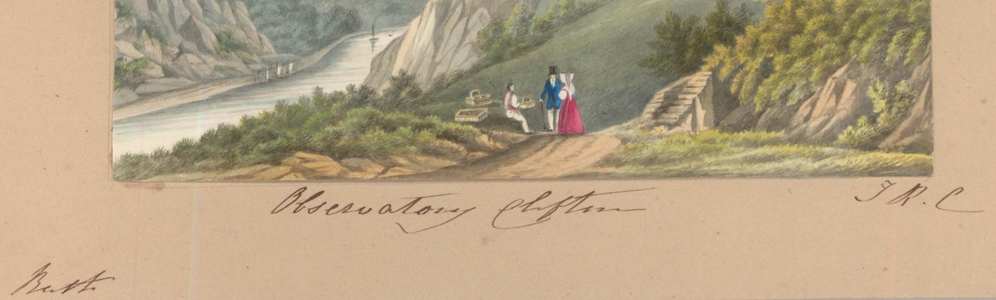 Questo acquerello di squisita fattura raffigura un panorama sereno nei pressi dell'Osservatorio, a Clifton. Charleton cattura magistralmente l'idilliaco scenario della scogliera con le navi che scivolano lungo l'Avon sottostante e l'edificio