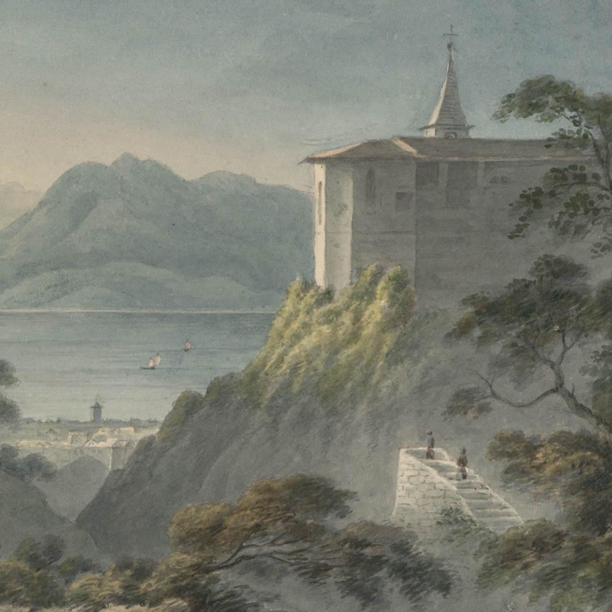 Thomas Remnant Charleton (1756-1849) - Acquerello, Veduta di Magadion - Landscape Art Grigio di Unknown