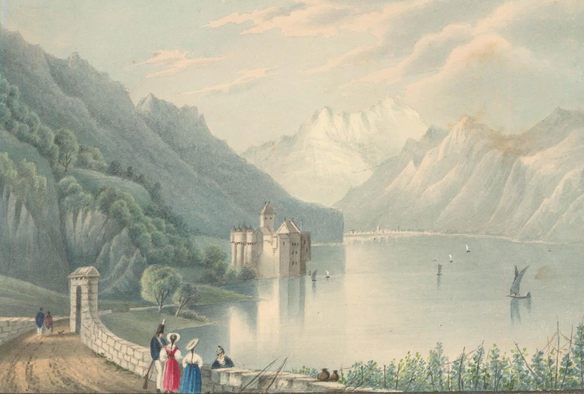 Thomas Remnant Charleton (1756-1849) - Acquerello, Castello di Chillon - Art di Unknown