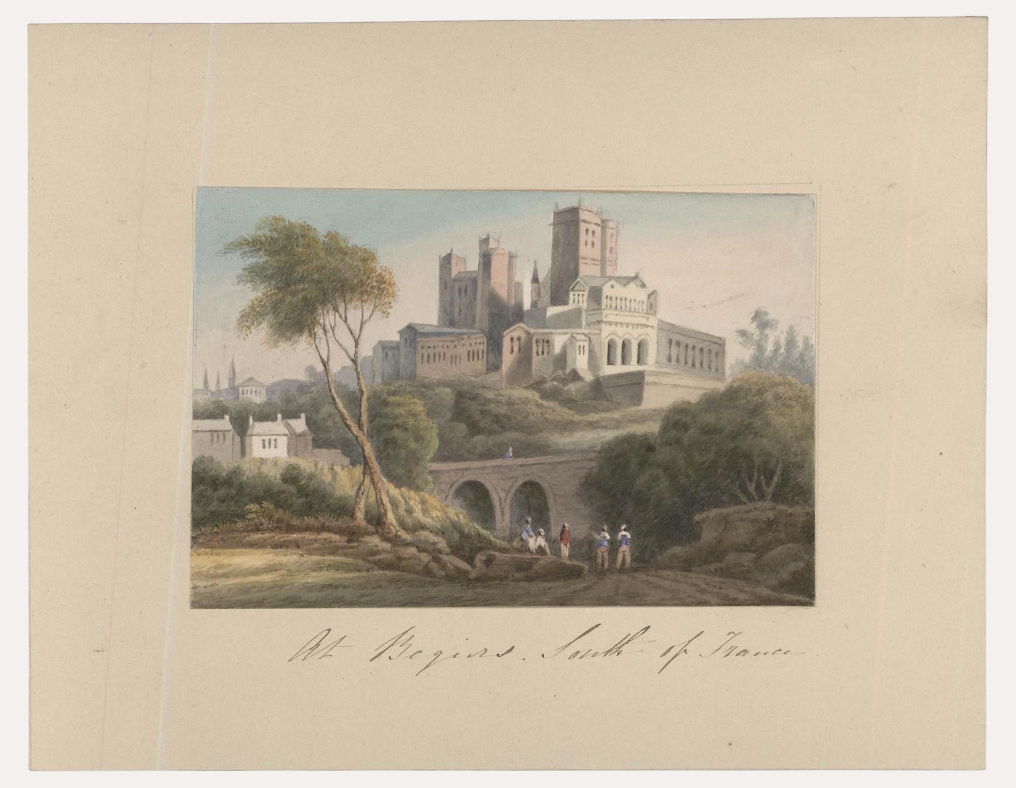 Landscape Art di Unknown - Thomas Remnant Charleton (1756-1849) - Acquerello, A Begias, Sud della Francia