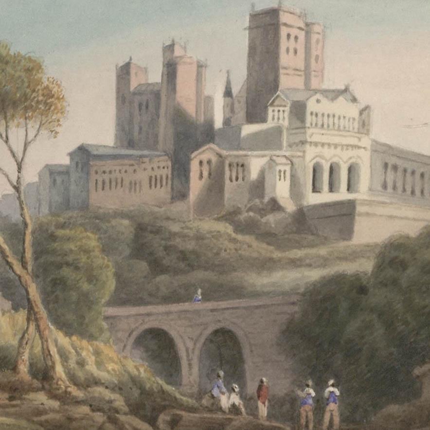 Thomas Remnant Charleton (1756-1849) - Acquerello, A Begias, Sud della Francia - Landscape Art Beige di Unknown