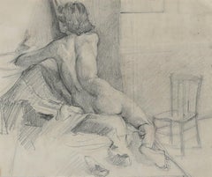 Peter Collins ARCA - Dessin au graphite du 20e siècle, Nu verso