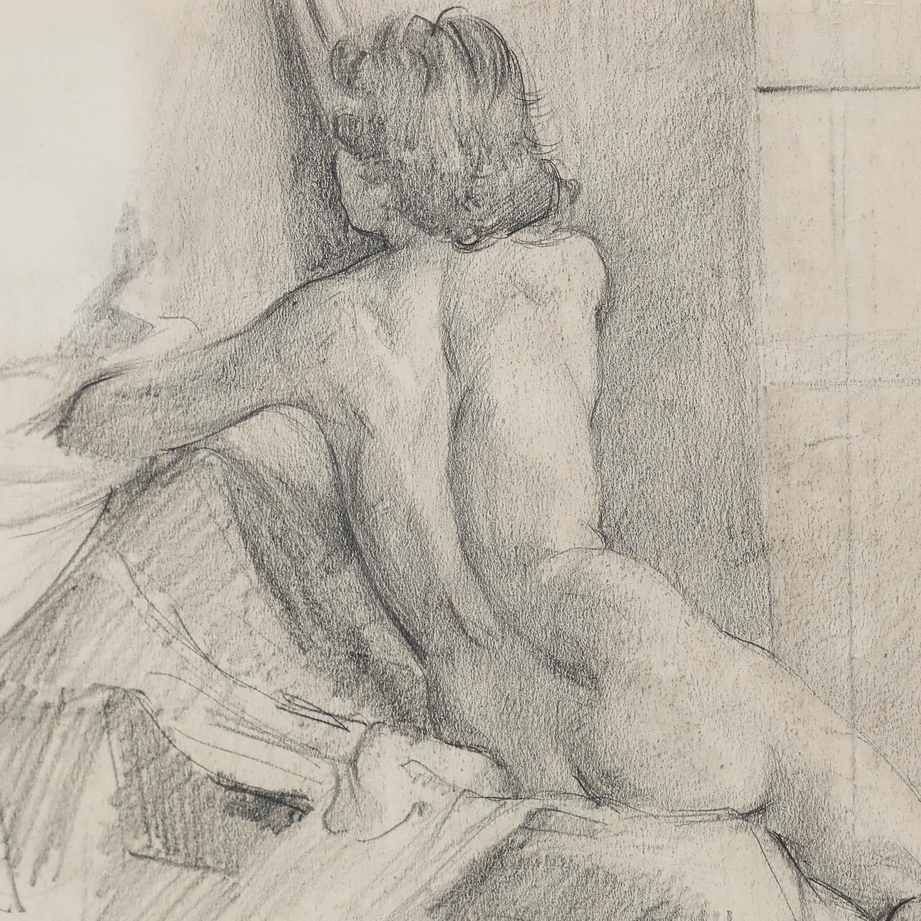Peter Collins ARCA - Dessin au graphite du 20e siècle, Nu verso en vente 3