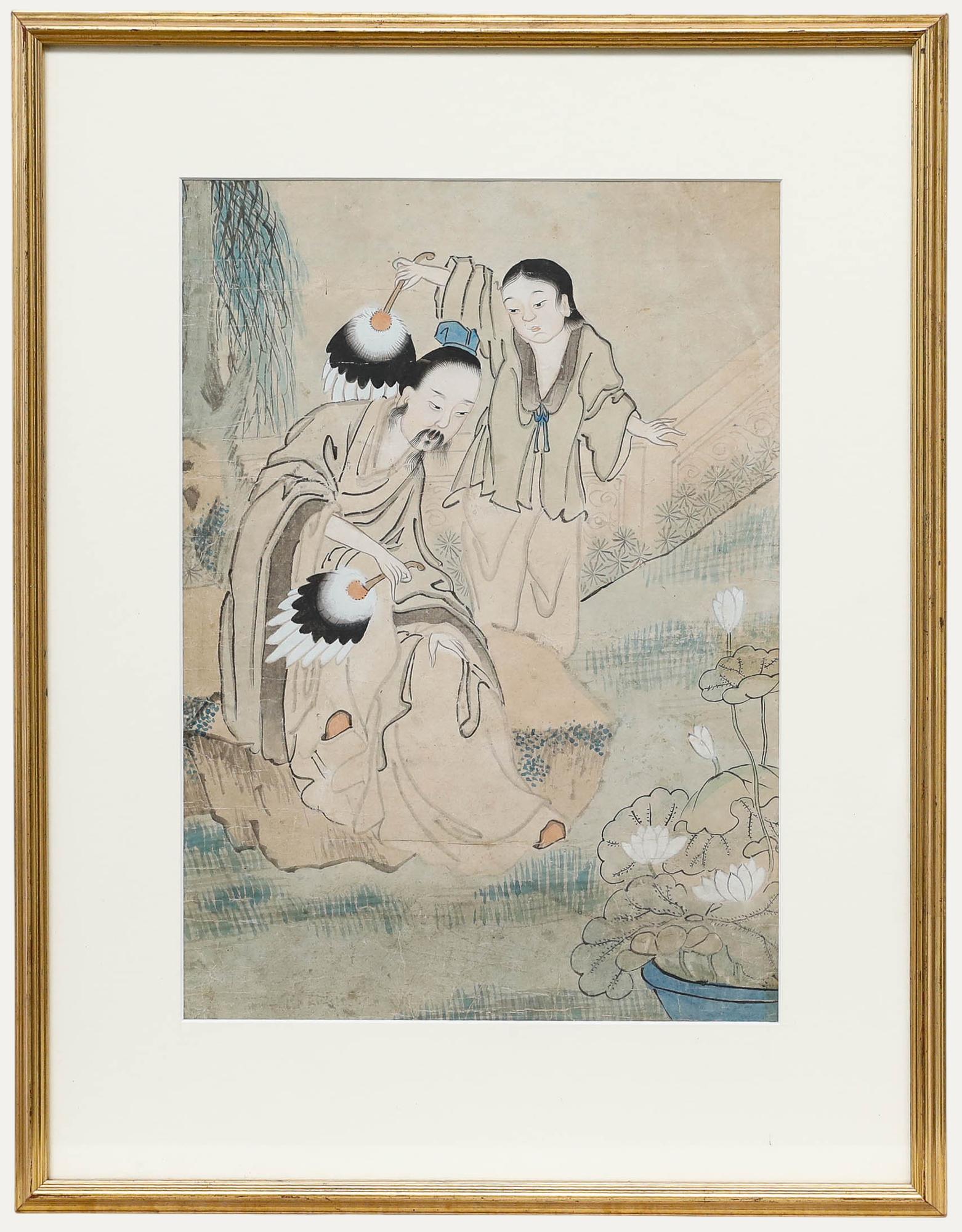 Chinese School 18th Century Watercolour - In the Garden