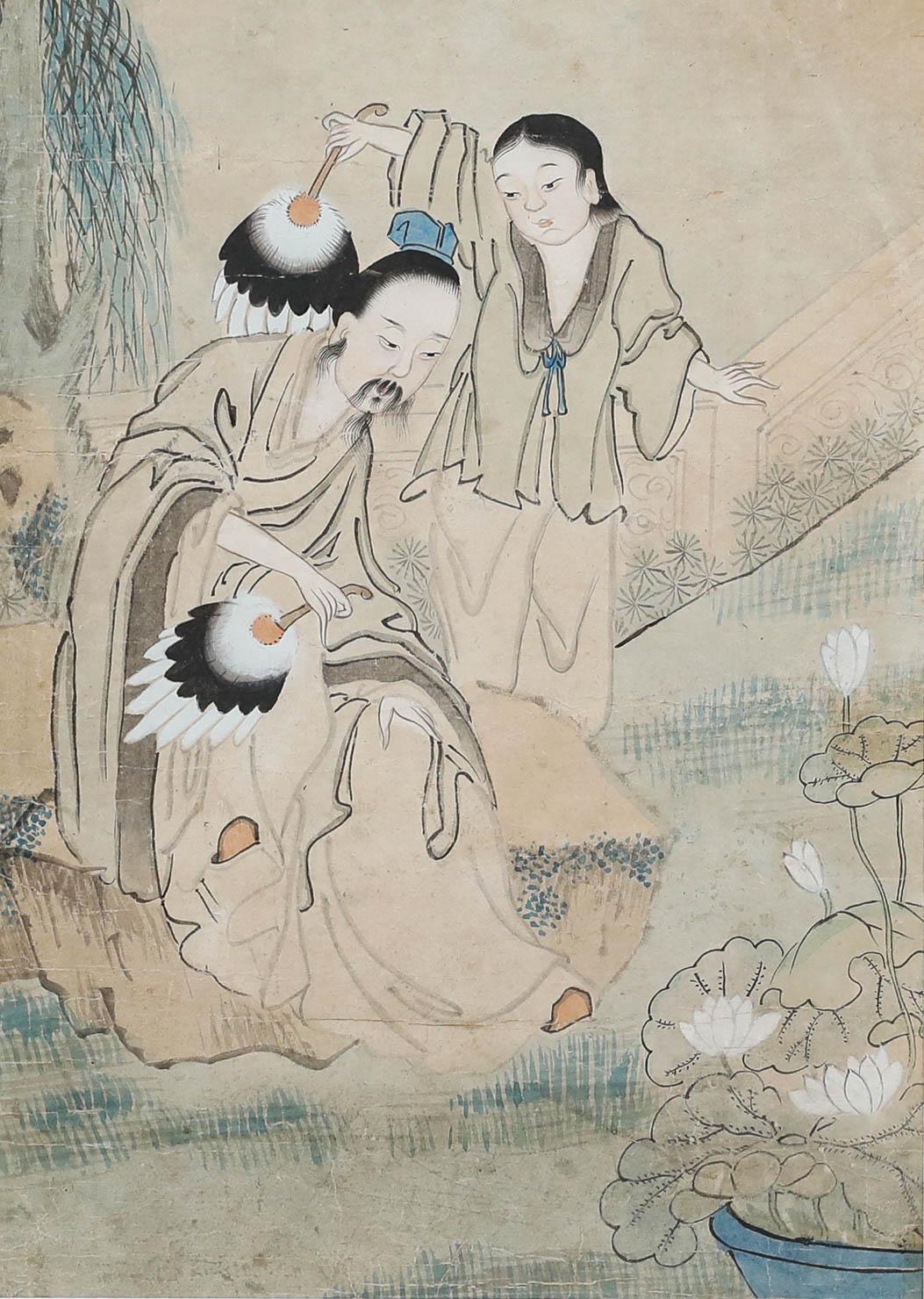 Acquerello di scuola cinese del XVIII secolo - In giardino - Art di Unknown