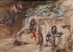 Manner of George Cattermole (1800-1868) - Framed Watercolour, Knights Resting
