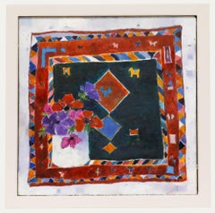 1994 Oil - Anemones with Gabbeh Rug