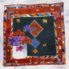 1994 Oil - Anemones with Gabbeh Rug
