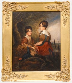 Aquarelle de l
English School du 19e siècle - La cueillette du grain