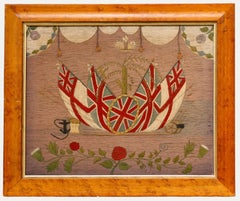 Framed Late 19th Century Embroidery - Victorian Sailor's Woolwork
