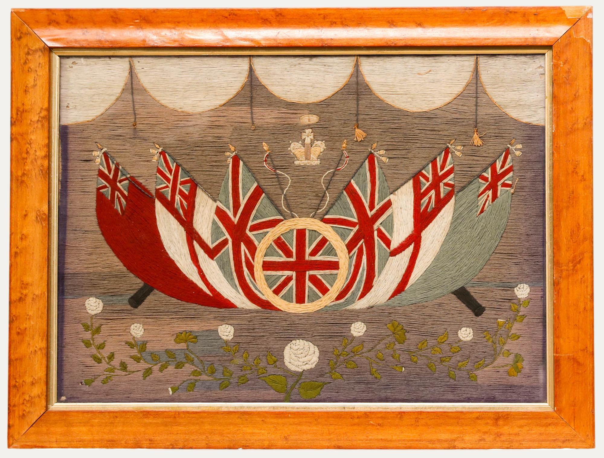 Framed Late 19th Century Embroidery - British Sailor's Woolwork
