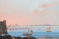 Neapolitan School 19th Century Gouache - Gulf of Pozzuoli & Ponte di Calligola