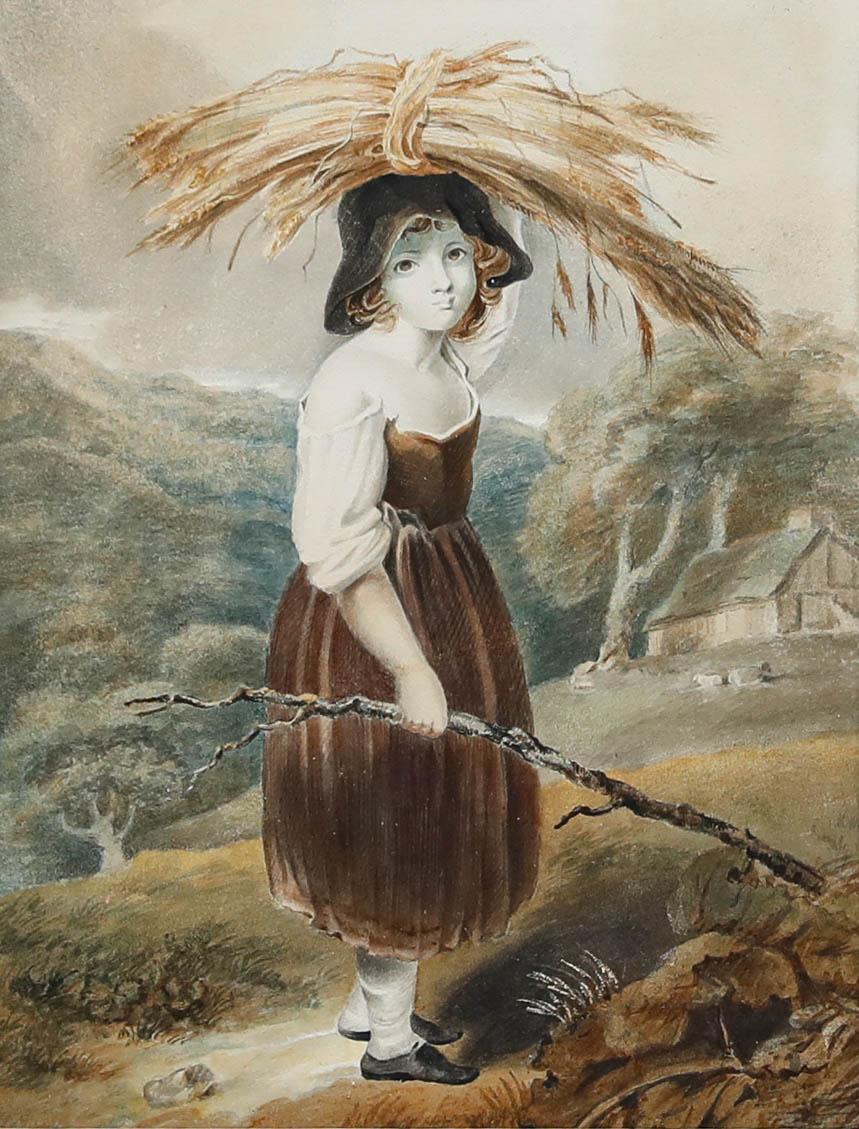 Según Richard Westall RA (1785-1836) - Acuarela del siglo XIX, El Gleaner - Art de Unknown