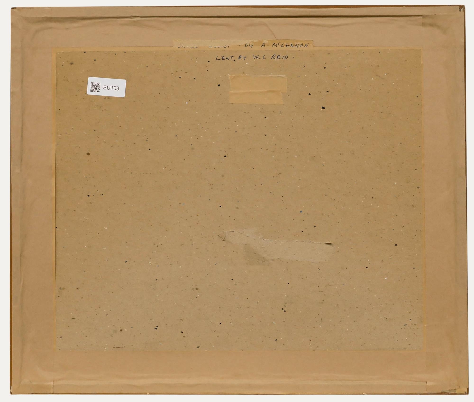 A. McLennan - Acuarela enmarcada del siglo XX, Línea de costa abstracta - Landscape Art Beige de Unknown