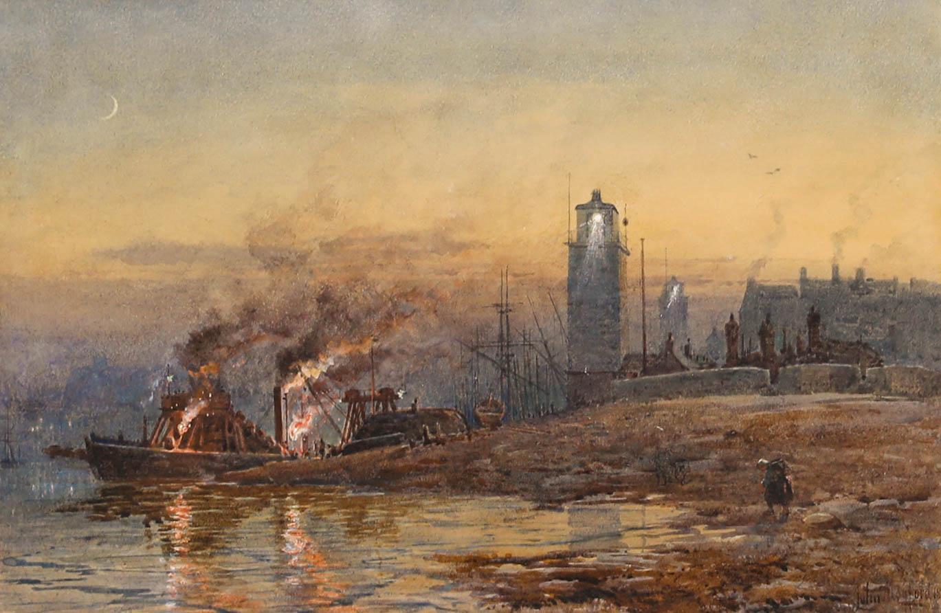 John Mogford RA (1821-1885) - Aquarelle encadrée, Entre les lumières en vente 1