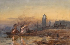 John Mogford RA (1821-1885) - Framed Watercolour, Between the Lights