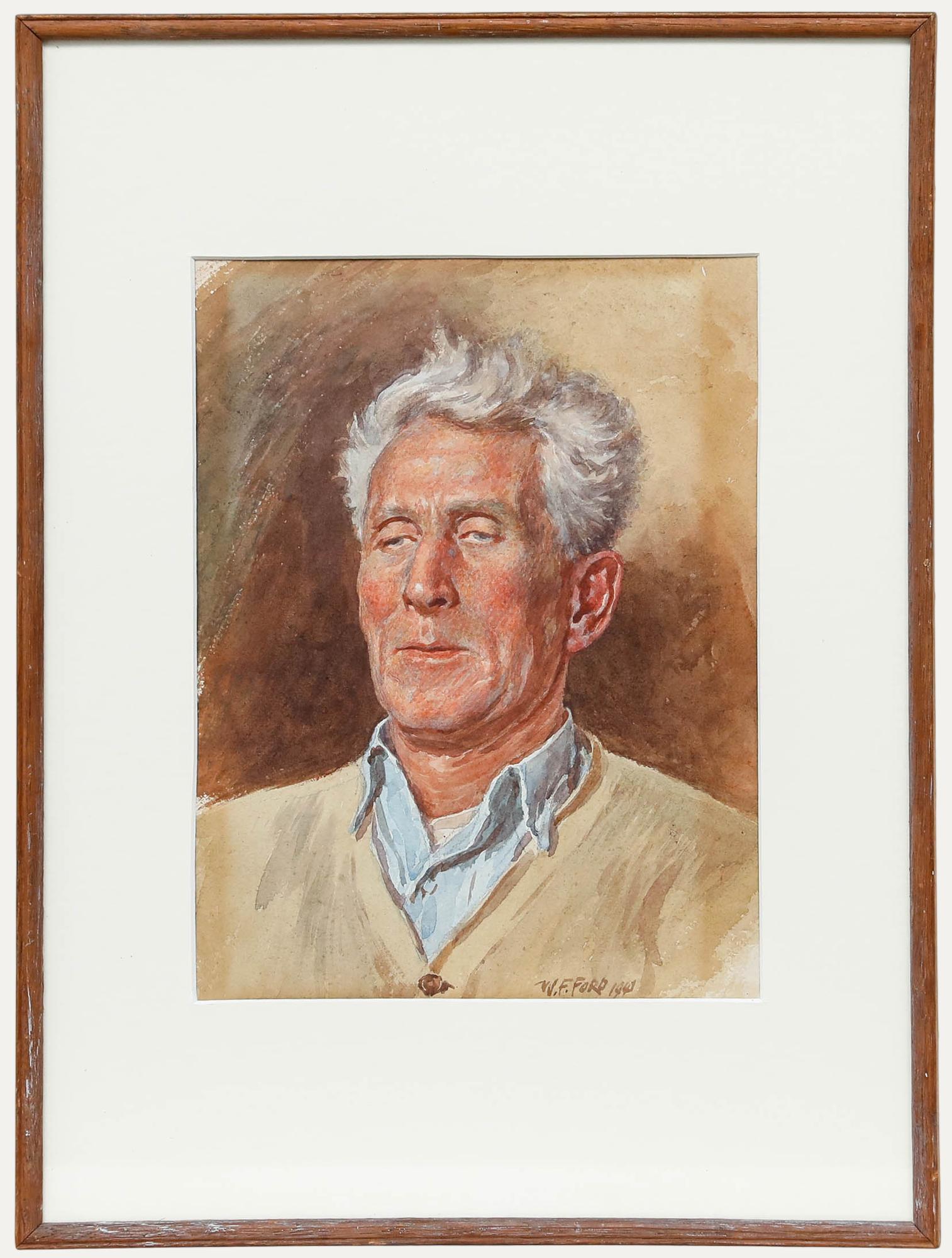 W.F. Ford - Framed 1941 Watercolour, Portrait of a Man