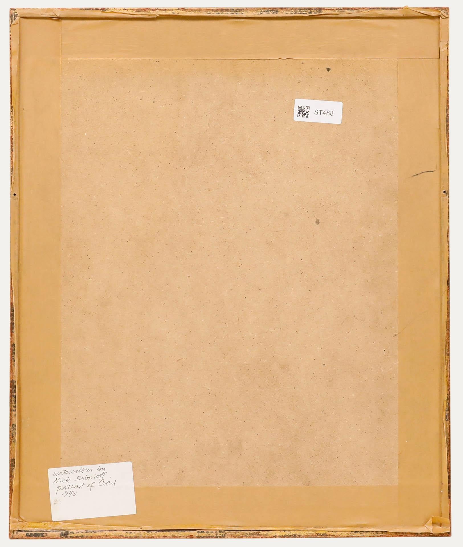 Nicholas Solovioff (1927-1994) - Acquerello del 1949, Ritratto di Cecil in vendita 2