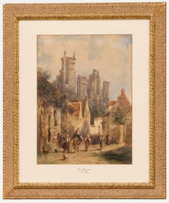 Antique T. Frere - Framed Late 19th Century Watercolour, San Gimignano