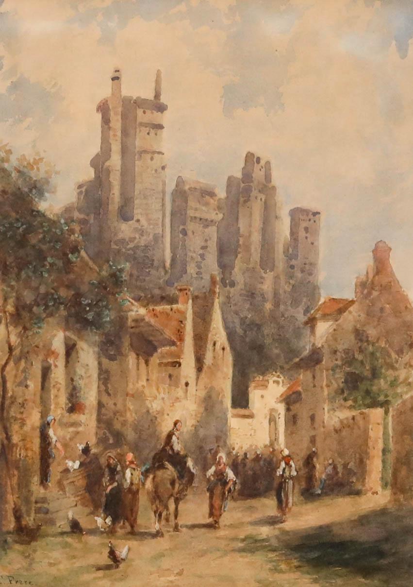 T. Frere - Aquarelle encadrée de la fin du XIXe siècle, San Gimignano - Art de Unknown